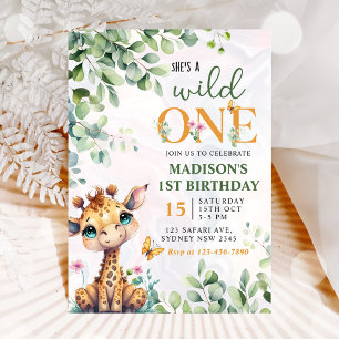 Safari Jungle Animals Wild One 1st Birthday Invitation
