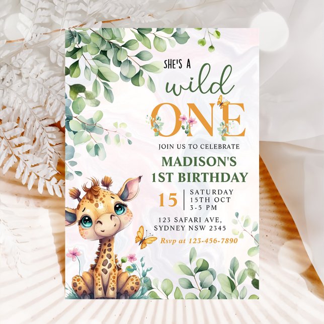 Safari Jungle Animals Wild One 1st Birthday Invitation (Creator Uploaded)
