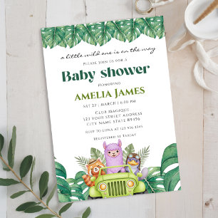 Safari Jungle Animals wild one boy Baby Shower Invitation