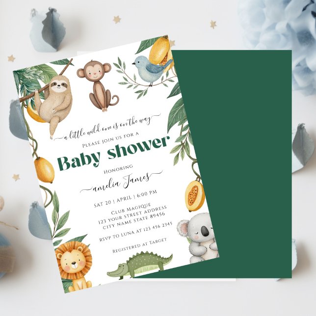 Safari Jungle Animals wild one boy Baby Shower  Invitation (Creator Uploaded)