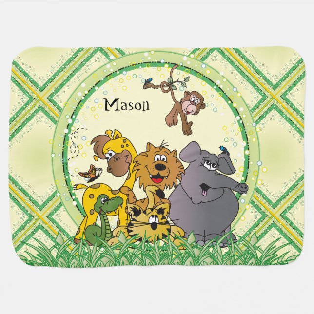 Safari Jungle Baby Animals Baby Blanket (Horizontal)