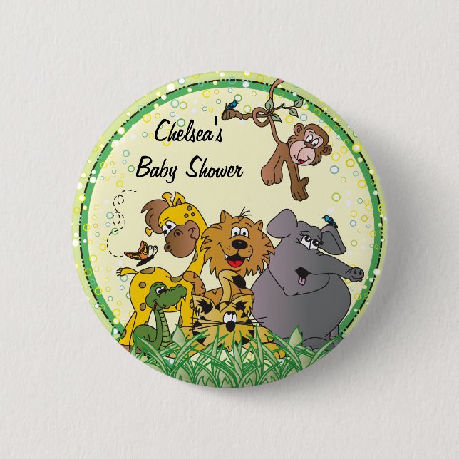 Safari Jungle Baby Animals | Baby Shower Button (Front)