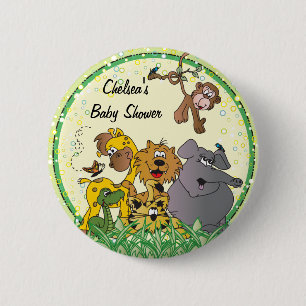 Safari Jungle Baby Animals Baby Shower Button