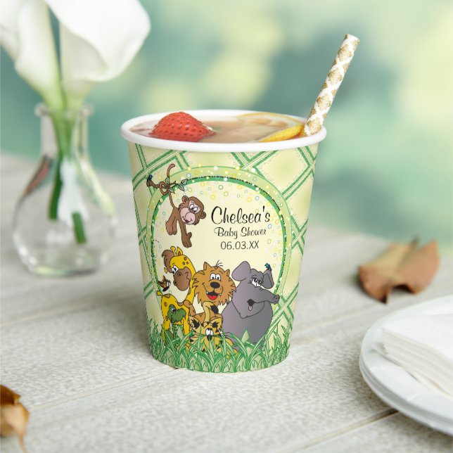 Safari Jungle Baby Animals Baby Shower Paper Cups (Insitu)