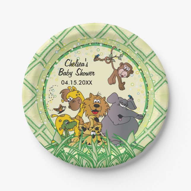 Safari Jungle Baby Animals - Baby Shower Paper Plates (Front)