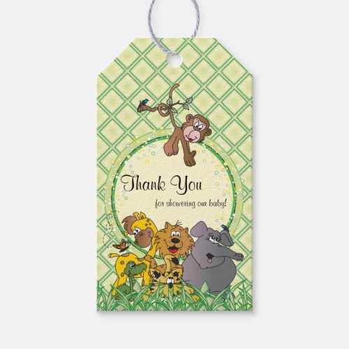 Safari Jungle Baby Animals Baby Shower Thank You Gift Tags