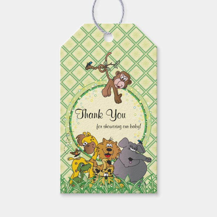 Safari Jungle Baby Animals Baby Shower Thank You Gift Tags