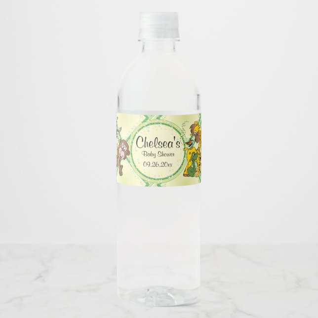 Safari Jungle Baby Animals - Baby Shower Water Bottle Label (Front)