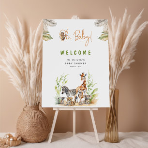 Safari Jungle Baby Animals Baby Shower Welcome Foam Board