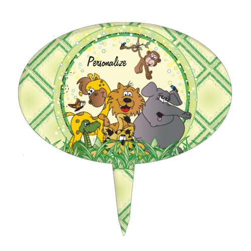 Safari Jungle Baby Animals Cake Topper