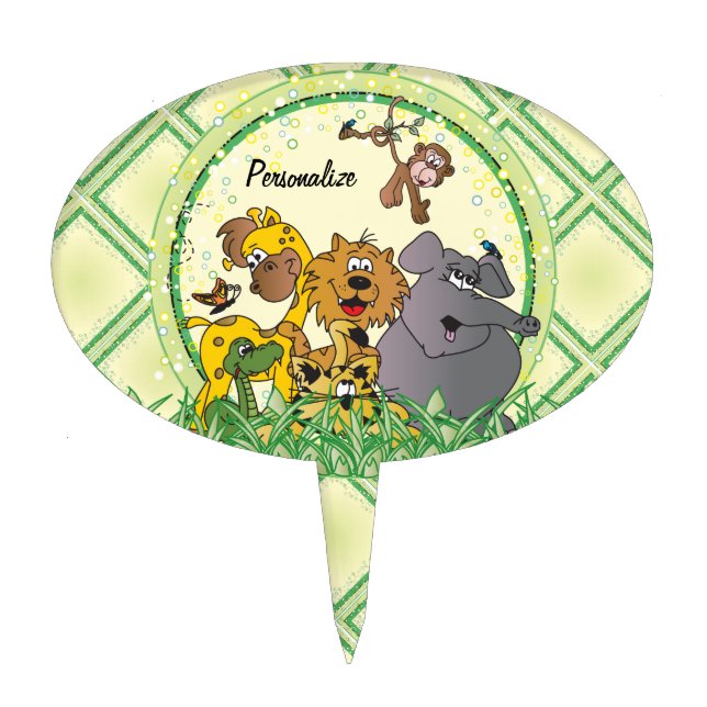 *Safari Jungle Baby Animals Cake Topper (Front)