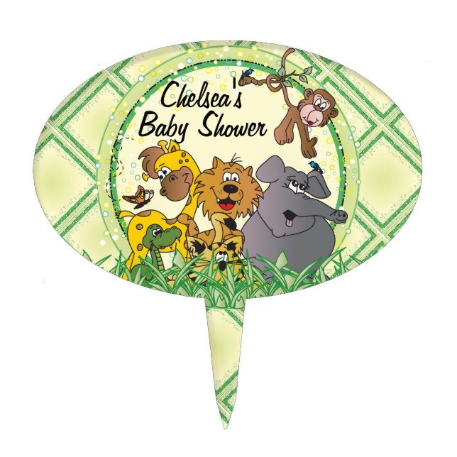 Safari Jungle Baby Animals Cake Topper (Front)