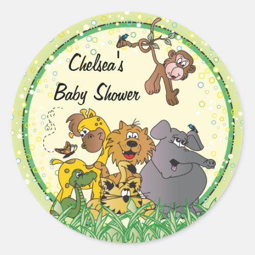 Safari Jungle Baby Animals Classic Round Sticker