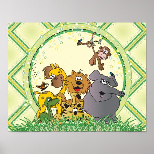 Safari Jungle Baby Animals Poster