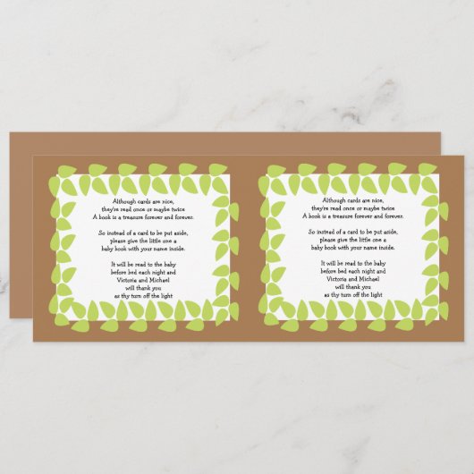Safari Jungle Baby Baby Shower POEM (Front/Back)