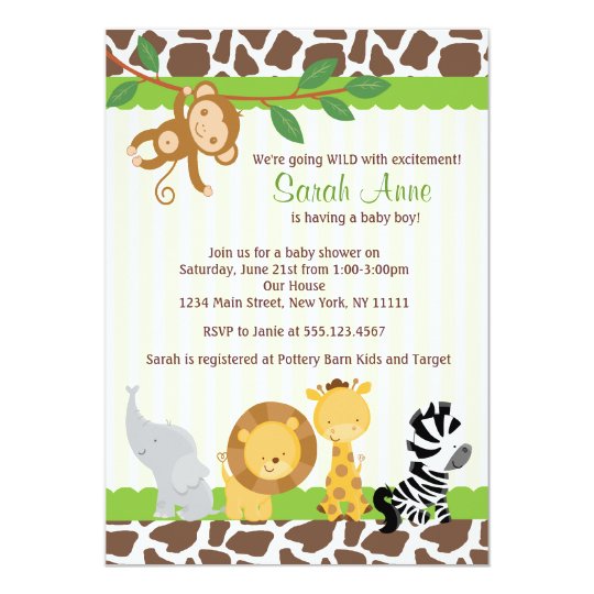 Boy Jungle Baby Shower Invitations 8