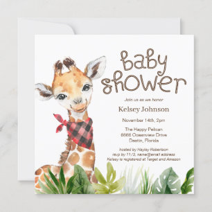 Safari Jungle Baby Giraffe Baby Shower Invitation
