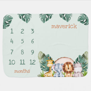 Safari Jungle Baby Month Milestone blanket