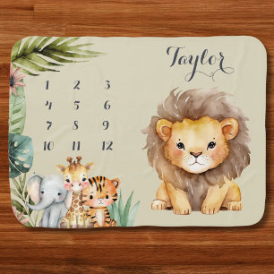 Safari Jungle Baby Monthly Milestone Picture Blanket