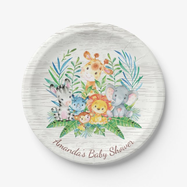 Safari Jungle Baby Shower 7" Plate (Front)