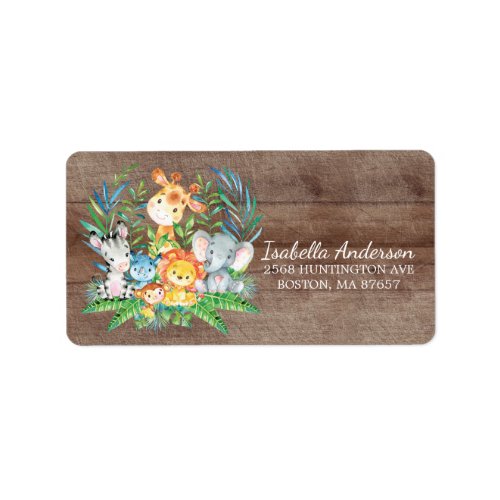 Safari Jungle Baby Shower Address Label