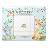 Safari Jungle Baby Shower Bingo Game Notepad