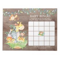 Safari Jungle Baby Shower Bingo Game Notepad