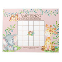 Safari Jungle Baby Shower Bingo Game Notepad