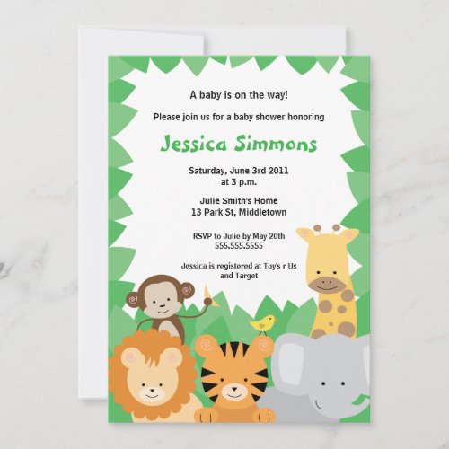 Safari Jungle Baby Shower - Boy/Girl Custom Invitation