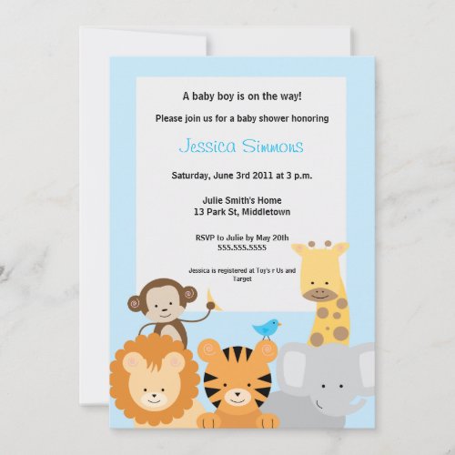 Safari Jungle Baby Shower - Boy Custom Invitations