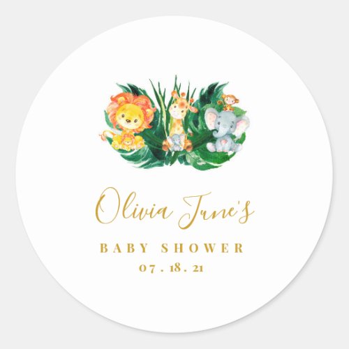 Safari Jungle Baby Shower Classic Round Sticker