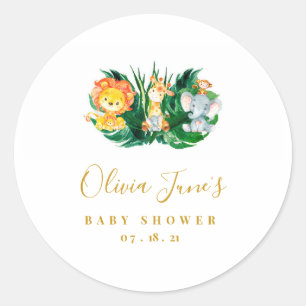 Safari Jungle Baby Shower Classic Round Sticker
