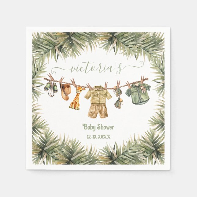 Safari Jungle Baby Shower Clothesline Napkins (Front)