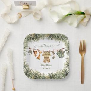 Safari Jungle Baby Shower Clothesline Paper Plates