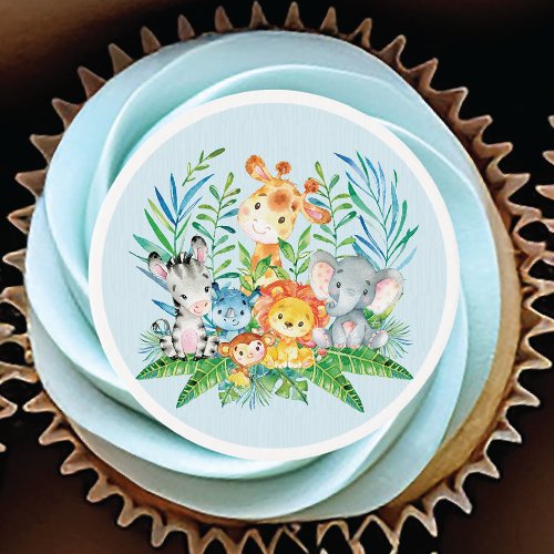 Safari Jungle Baby Shower Cupcake Frosting Round