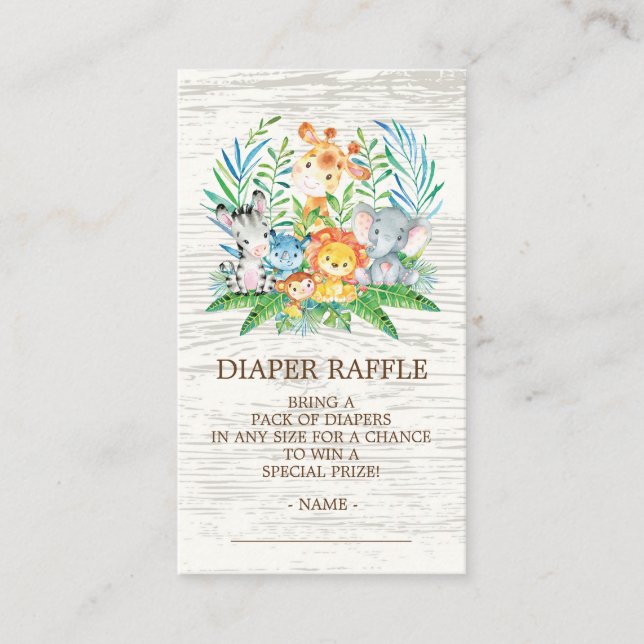 Safari Jungle Baby Shower Diaper Raffle Ticket Enclosure Card (Front)