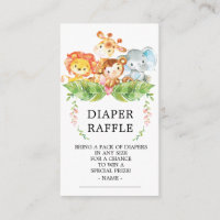 Safari Jungle Baby Shower Diaper Raffle Ticket Enclosure Card