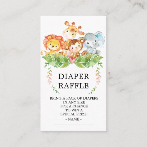 Safari Jungle Baby Shower Diaper Raffle Ticket Enclosure Card