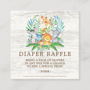 Safari Jungle Baby Shower Diaper Raffle Ticket Enclosure Card