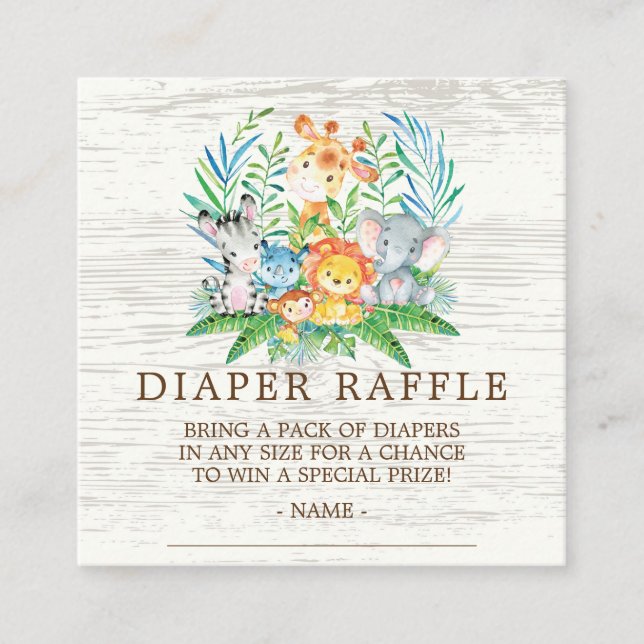 Safari Jungle Baby Shower Diaper Raffle Ticket Enclosure Card (Front)