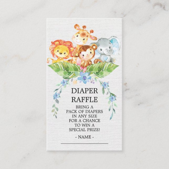 Safari Jungle Baby Shower Diaper Raffle Ticket Enclosure Card (Front)