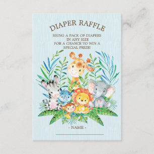 Safari Jungle Baby Shower Diaper Raffle Ticket Invitation