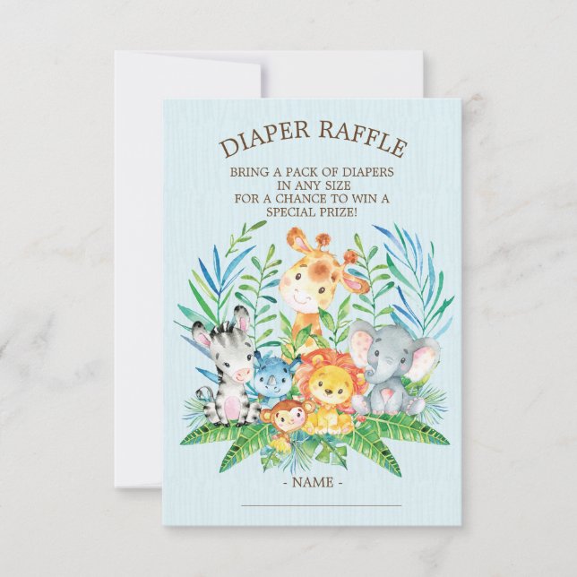 Safari Jungle Baby Shower Diaper Raffle Ticket Invitation (Front)