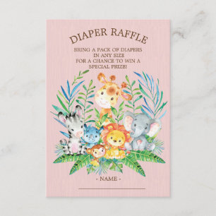 Safari Jungle Baby Shower Diaper Raffle Ticket Invitation