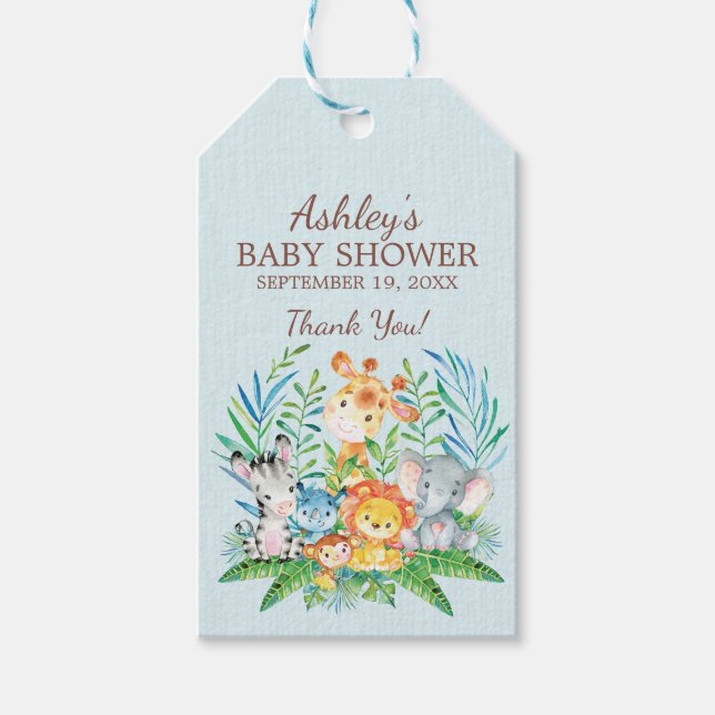 Safari Jungle Baby Shower Favor Gift Tag (Front)