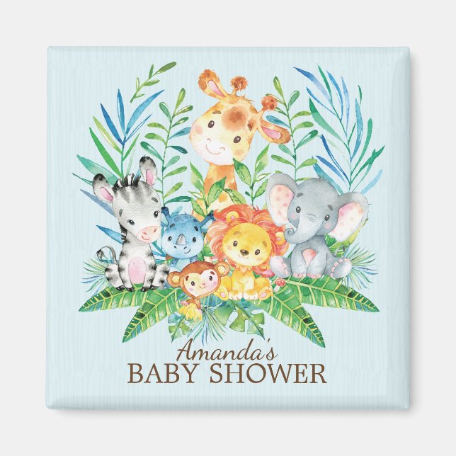 Safari Jungle Baby Shower Favor Magnet (Front)