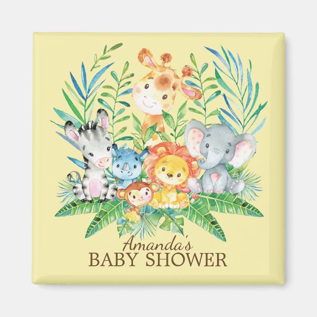 Safari Jungle Baby Shower Favor Magnet (Front)