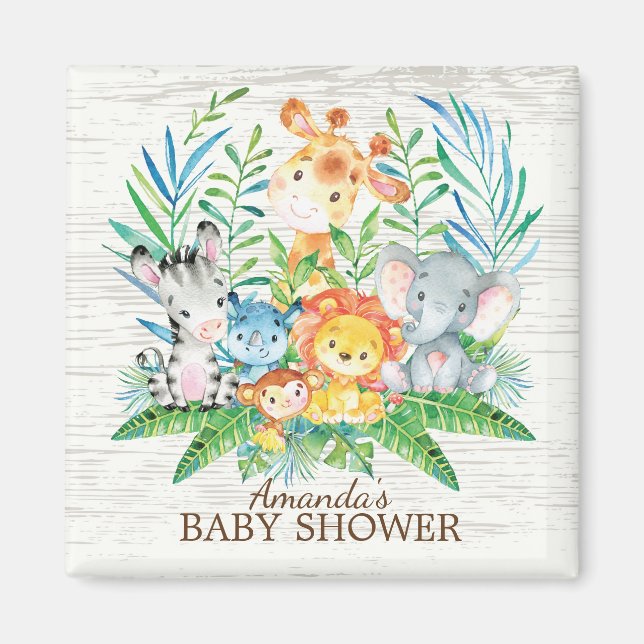 Safari Jungle Baby Shower Favor Magnet (Front)