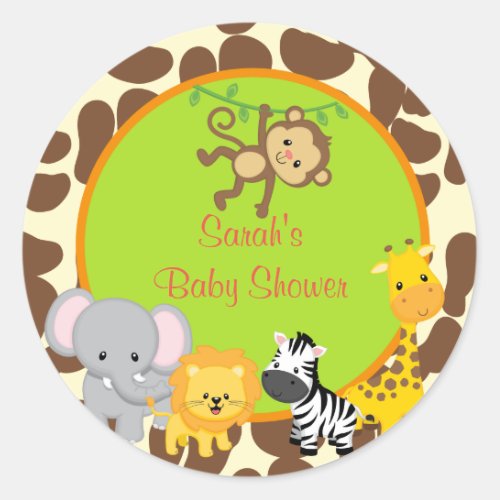 Safari Jungle Baby Shower favor stickers Tags