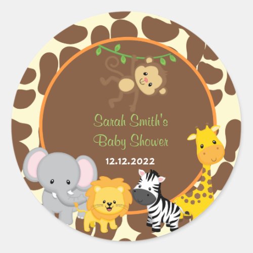 Safari Jungle Baby Shower Favor Tags Stickers